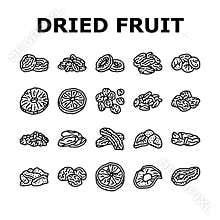 dried fruit healthy snack icons set vector