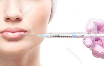 Portrait of a young woman on a botox procedure