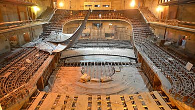 Assembling of gorgeous auditorium hall in opera theater