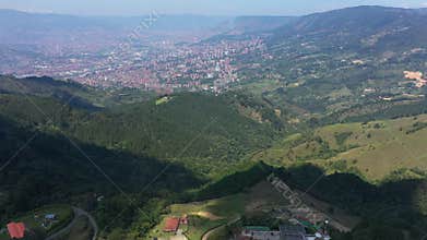 The famous prison of the drug lord in Medellin Colombia aerial panorama view