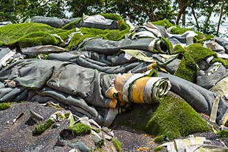 Pile of Artificial grass ,Rolls of synthetic turf removed were awaiting disposal or Recycled