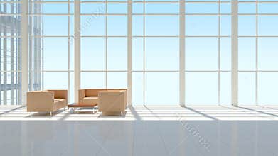 The interior of an office building