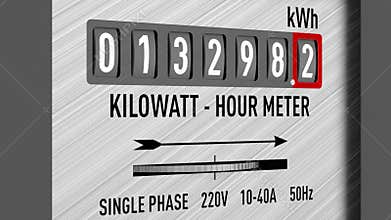 Kilowatt hour electric meter. 3D render