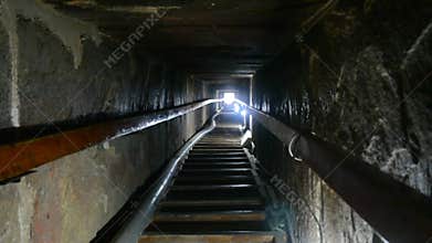 Narrow passge leading to the burial chamber inside the red north pyramid of Dahshur of king Sneferu