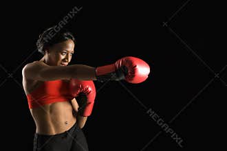 Woman boxing.