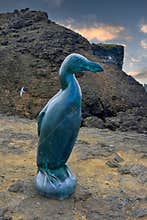 Auk sculpture at the coast in Baejarfell