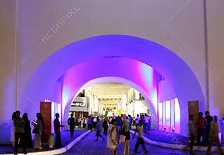 Beautiful lighting of restored Bab Al Bahrain arch