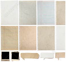 Paper textures background, isolated on white