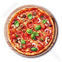 Pizza logo. Pizza sticker illustration. Pizza baner. Pizza delivery.