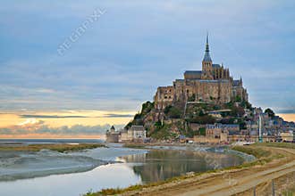 Mont Saint Michel at sunset , France
