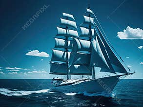 sailboat and blue sea. Generative Ai