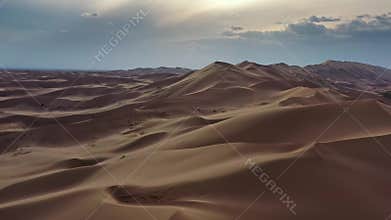 Aerial view of sand dunes in Gobi Desert, Mongolia