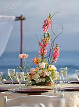 Wedding decor table setting and flowers