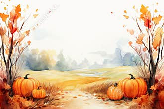 Watercolor Autumn Thanksgiving background Happy Thanksgiving day