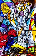 Stained glass showing Jesus resurrection