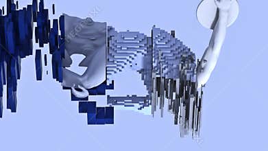 3d glitch of sculpture discobolus. Seamless looped. NFT concept.