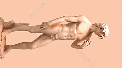 3d glitch of sculpture David. Seamless looped. NFT concept.