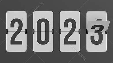 Flip black scoreboard 2024. 3D render