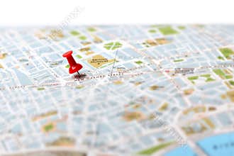 Travel destination map push pin