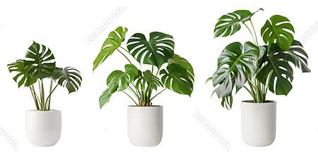Monstera in a white flower pot. House plants.