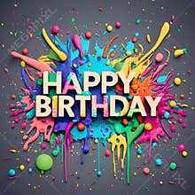 Happy Birthday 3d lettering typography design for greeting card, invitation, poster, brochure, banner. Vector illustration