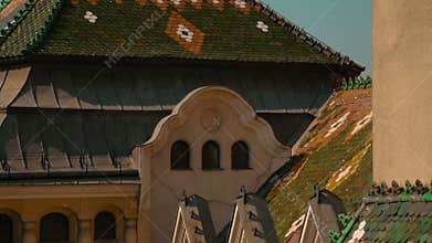 Tilting shot of the Culture Palace in Targu Mures, Romania