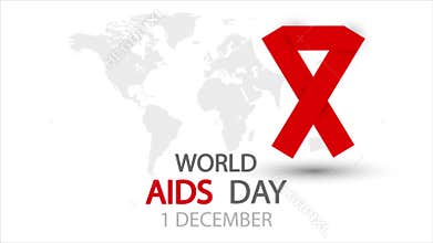 World AIDS Day 1st December red ribbon world map