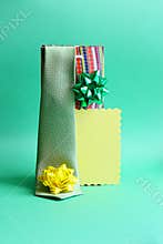 Fathers Day Card and Gifts Tie, Bows - Stock Photo