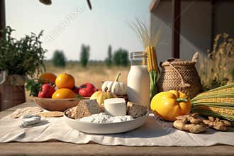 farm products on the table. ecologically healthy food