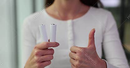 Rechargeable batteries AA batteries thumbs up