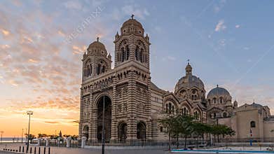 Marseille France sunset time lapse at Marseille Cathedral