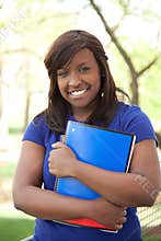 A pretty African-American college student