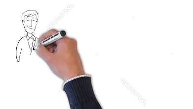 Hand Drawing Businessman, Sales, marketing