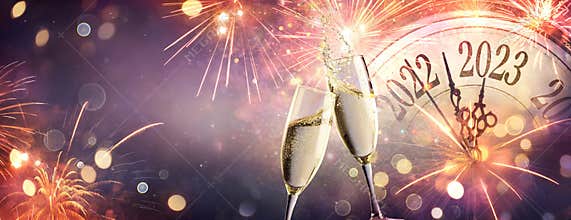 2023 New Year Celebration With Champagne
