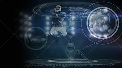 Moving 3D DNA with football player catching ball