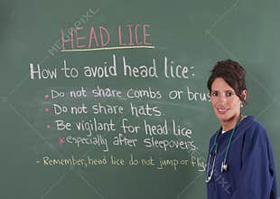 School nurse and head lice