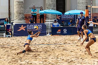 Munich, Germany - Aug 18, 2022: Women's European Beach Volleyball Championships 2022