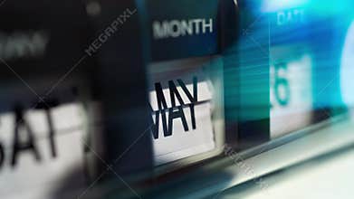 Time lapse of calendar clock in 1 year in futuristic lighting