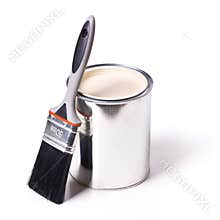 Paint brush and tin can