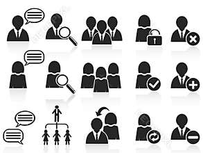Black social symbol people icons set