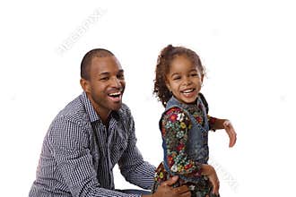 Father and daughter laughing