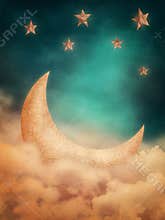 Moon and stars
