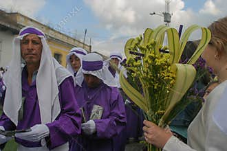 Holy Week in Guatemala: Procession on Jesus Nazarene of the Mercy on Palm Sunday in Antigua Guatemala