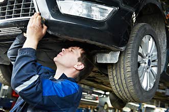 Auto car repair mechanic at work