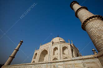Wide angle of Taj Mahal Agra in India