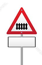 Level crossing with barrier ahead sign