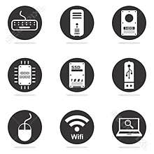 Computer hardware icon set