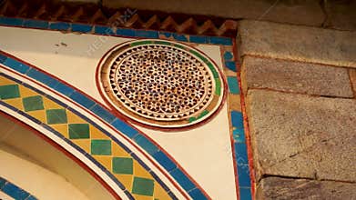 Colourful marble work at Humayun tomb. Delhi, India