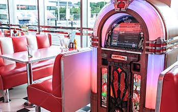 Retro Vintage American Diner and jukebox