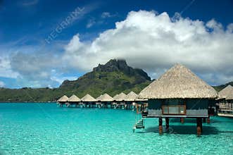 Overwater bungalow at tahiti